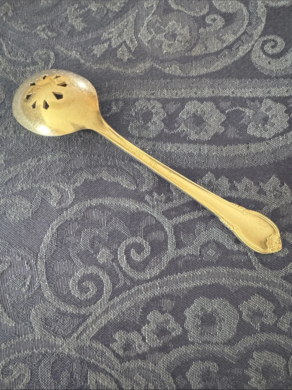 Silver plated vintage  Serving Spoon Slotted berry or olive Spoon